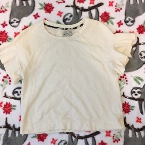 Anthropologie Cream Ruffle Top